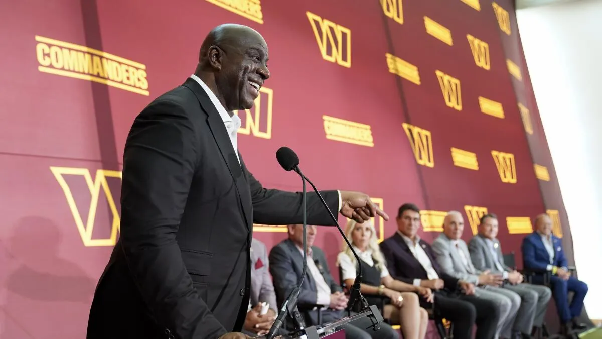 Commanders Owner Magic Johnson Speaks Out on Lakers Blockbuster Sale