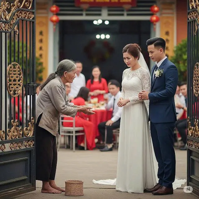 Cụ bà ă/n m/ày đứng nép bên cạnh đám cưới chỉ để xin 1 cốc nước lọc, ai ngờ cô dâu vừa nhìn thấy đã tái mặt vội chạy tới ôm chầm lấy rồi quỳ xuống giữa lễ đường thừa nhận sự thật...