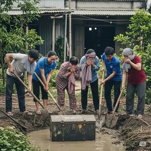 Cả đội thợ đào ao sau nhà cho ông Năm, chuông đồng hồ vừa điểm 11:11, mặt đất bỗng lún nhẹ xuống một đoạn, một chiếc rương gỗ nổi lên, nhưng khoan, nó có mùi lạ