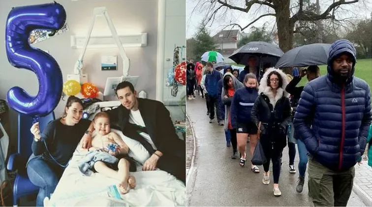 Thousands queue in rain to be tested as donor for five-year-old with leukaemia