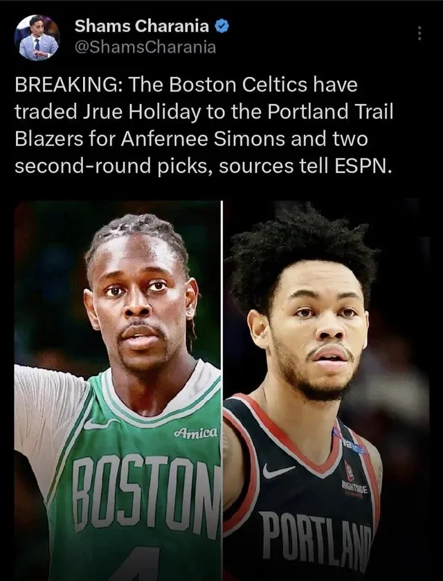 Celtics trade grade for Anfernee Simons-Jrue Holiday swap can only be one letter