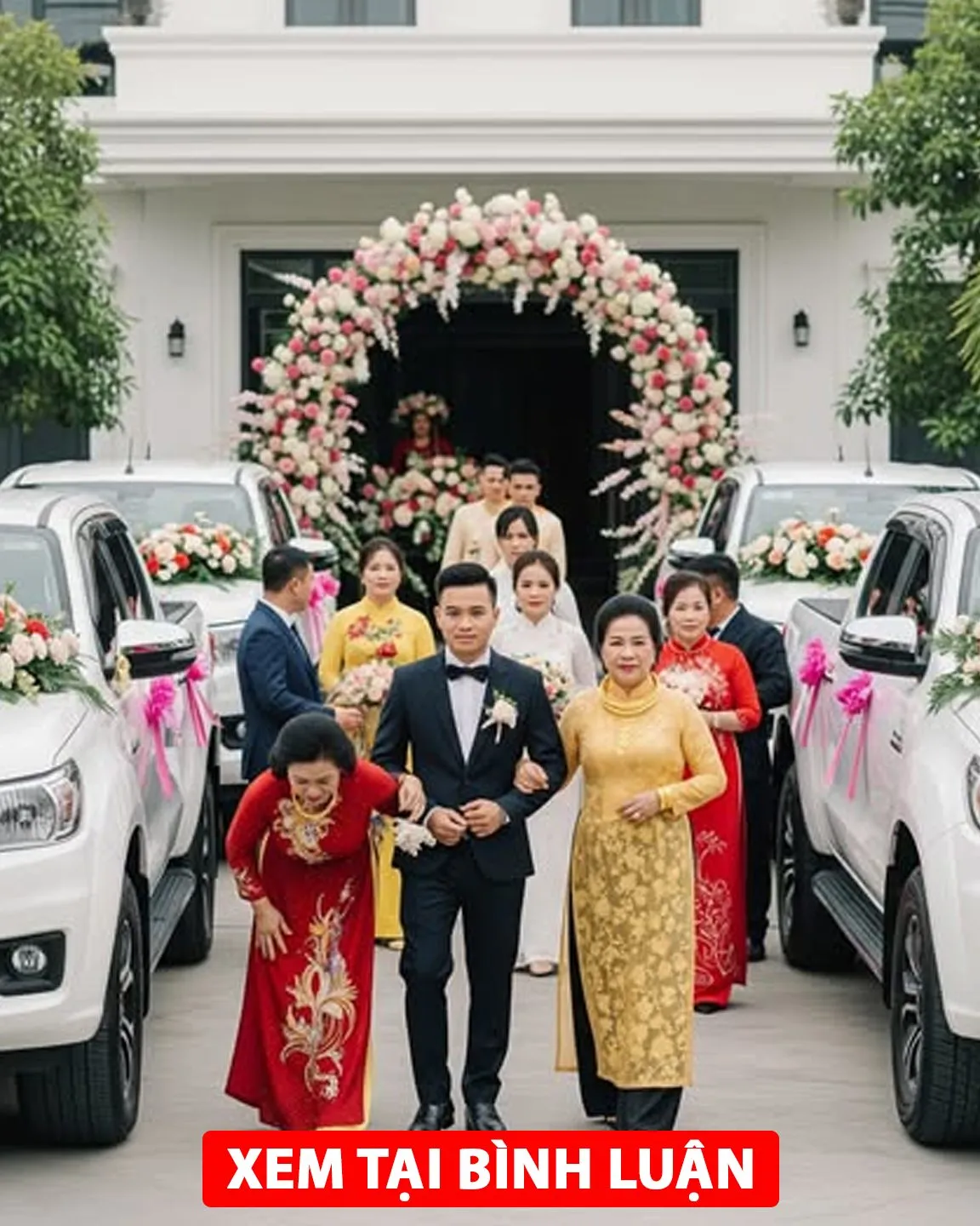Đoàn nhà trai vừa mới bước vào cổng, mẹ cô dâu đã bĩu môi bảo: “Mới nhìn đã biết nghèo” nhưng bà không ngờ được trong 7 chiếc xe bán tải phía sau