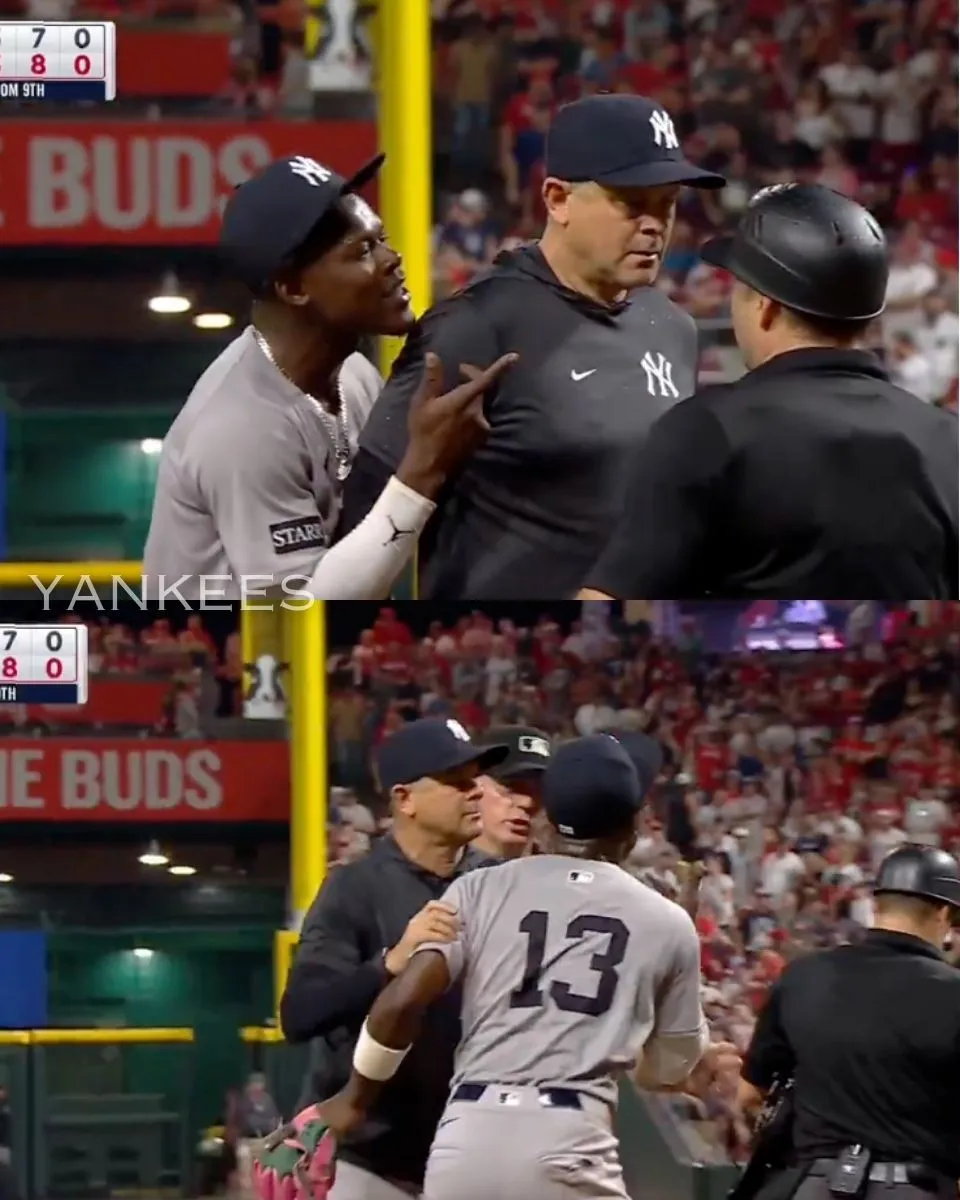 Jazz Chisholm held back by Aaron Boone after getting ejected in tense scene