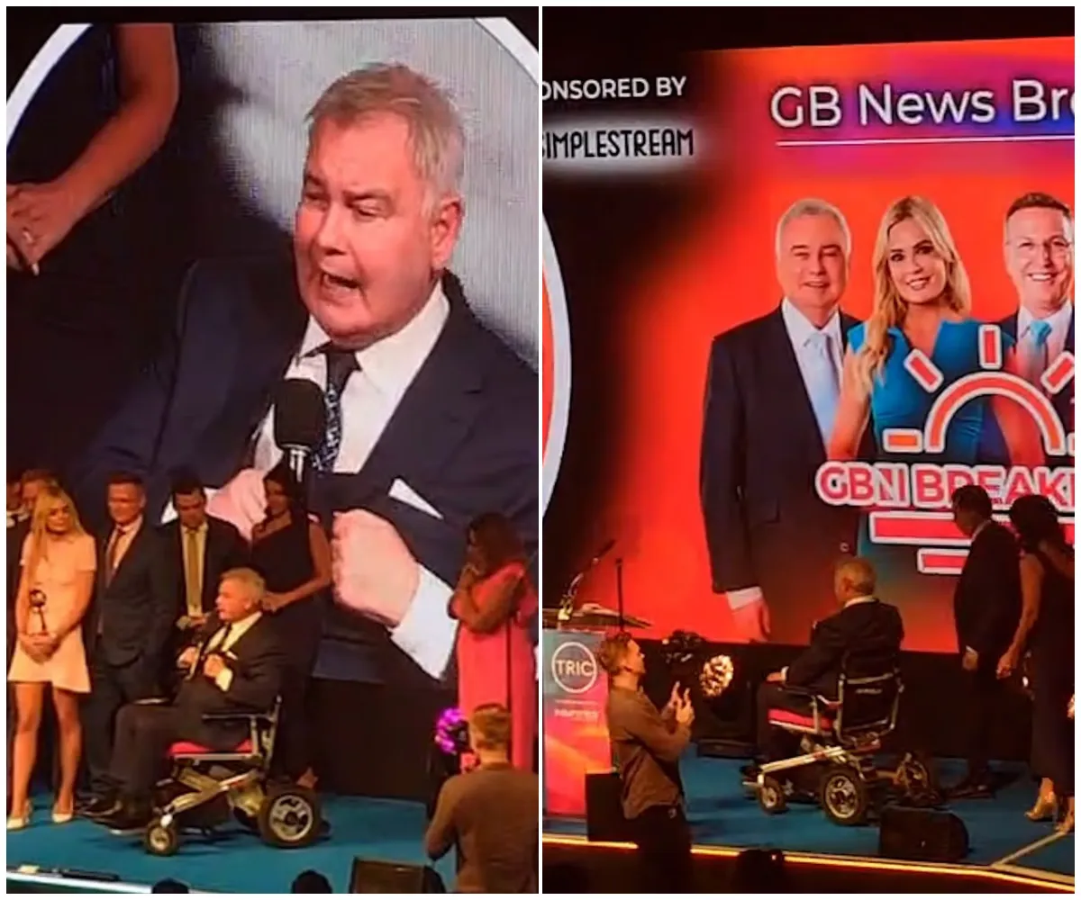 ‘Get off’ heckle mars Eamonn Holmes’ emotional moment as he accepts GB News award in his wheelchair at the TRICs while audience boos echo through the room and tension overshadows touching tribute to colleague - suong ‘Get off’ heckle mars Eamonn Holmes’ emotional moment as he accepts GB News award in his wheelchair at the TRICs while audience boos echo through the room and tension overshadows touching tribute to colleague - suong