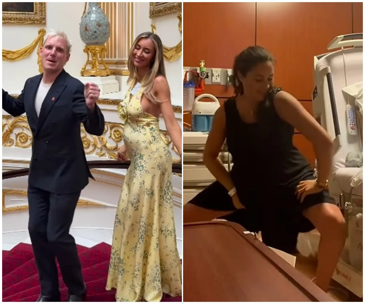 Pregnant Sophie Habboo and Jamie Laing spark royal uproar with cheeky twerking video on iconic staircase as they mock Meghan and Harry’s viral ‘Baby Mama’ dance… and get a shock reaction from the Royal Family account - suong