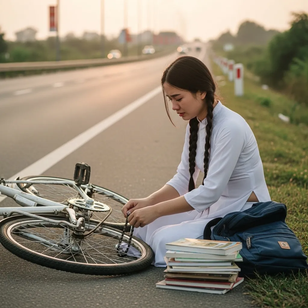 Nữ sinh đi thi tốt nghiệp bất ngờ bị h/ỏng xe giữa đường, đúng lúc không biết phải làm sao thì điều kì diệu xảy ra ..