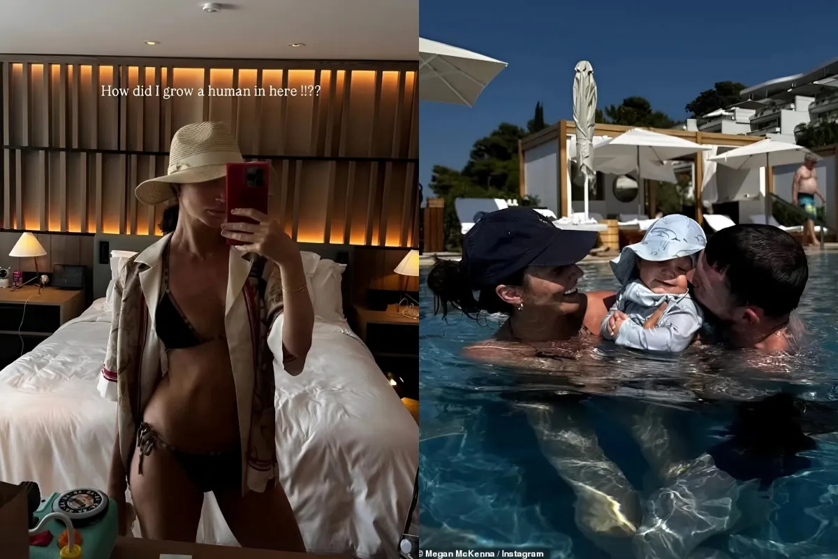 Megan McKenna shows off incredibly toned figure in a skimpy black triangle bikini as she honeymoons with her husband Oliver Burke liennhi