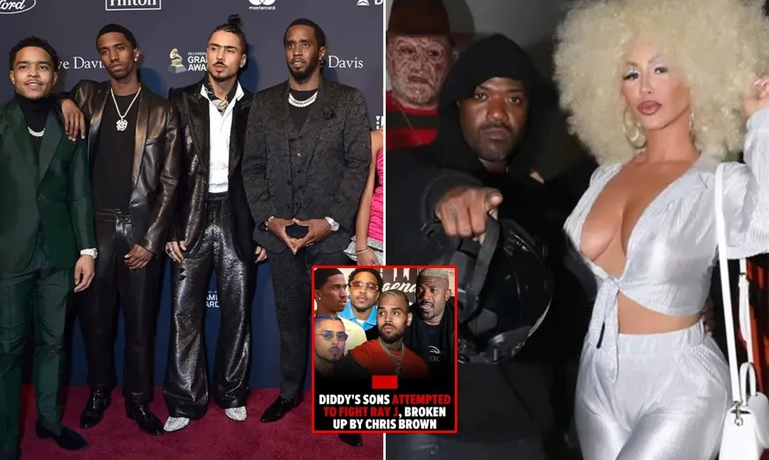 BREAKING: Diddy's sons were set to get into an all-out brawl with Ray J at a recent Halloween party... but put the plans on hold because....