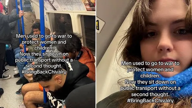 Should men give up their seats on public transport for women? Battle of the sexes breaks out over Londoner's divisive clip of her Tube journey