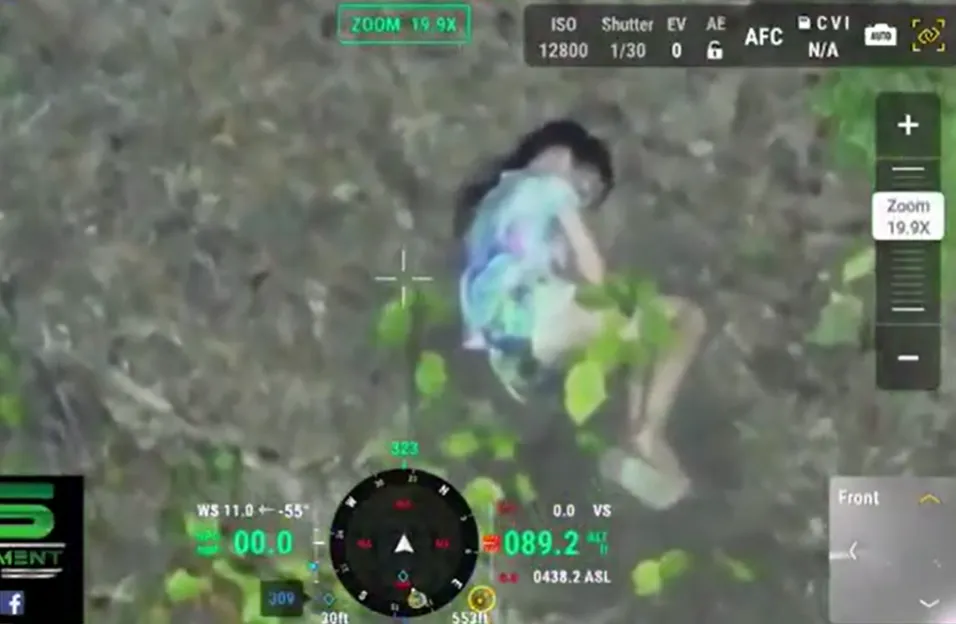 MIRACLE RESCUE Incredible moment missing girl, 10, is found curled up in woods after frantic 24hr search using thermal-imaging drone