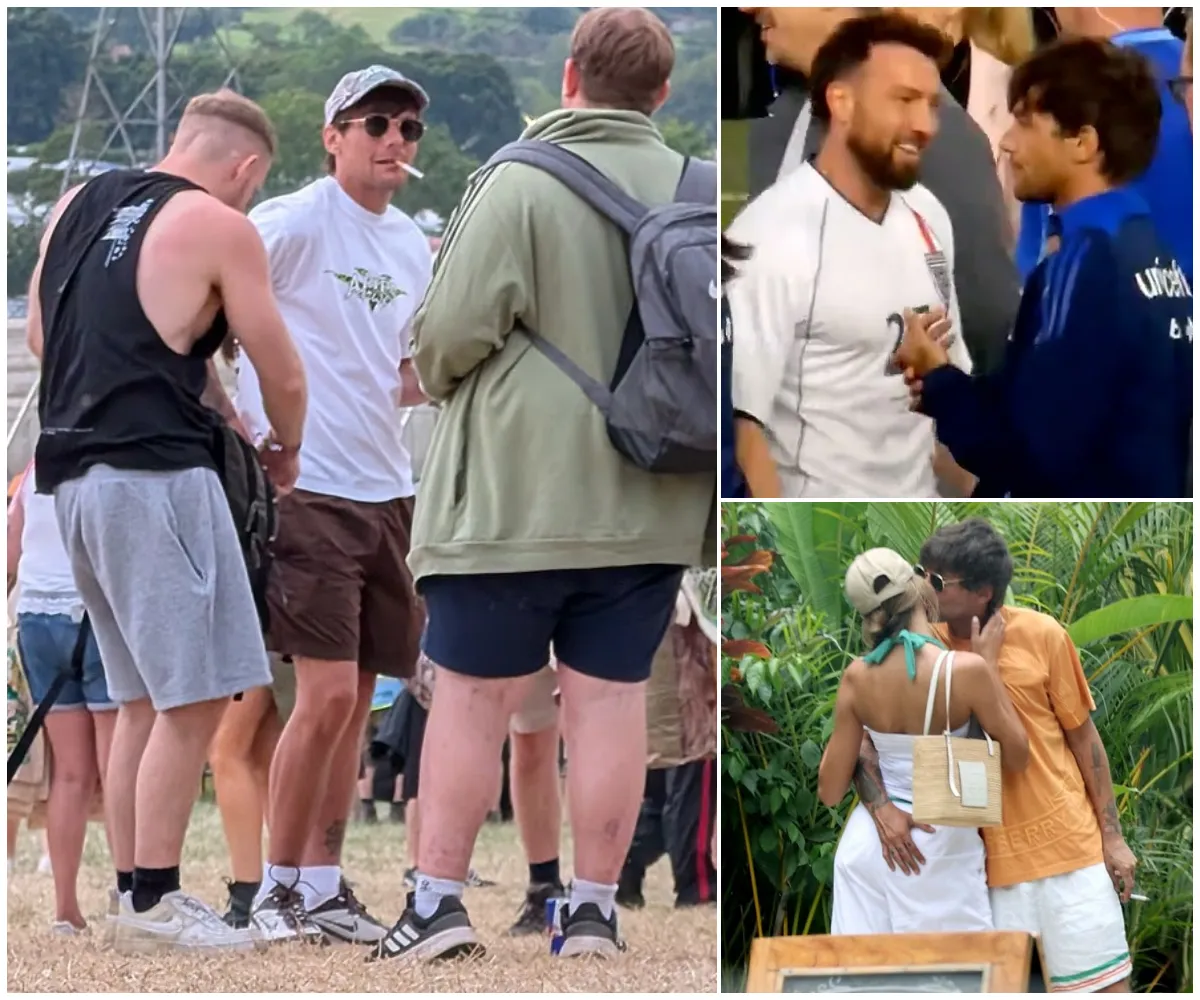 Louis Tomlinson lights a cigarette and arrives solo at Glastonbury without girlfriend Zara McDermott just days after awkward public snub of her ex Sam Thompson in icy Soccer Aid encounter that has fans convinced the feud is far from over - suong