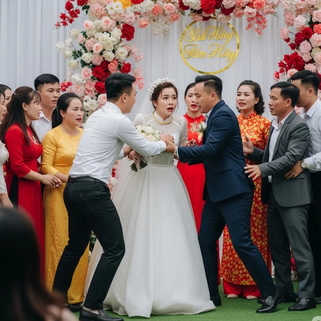 Buổi trưa, khi tôi đang chỉnh lại khăn voan trong phòng, chờ đợi nhà trai tới đón dâu, thì tiếng la thất thanh vọng lên từ dưới sân