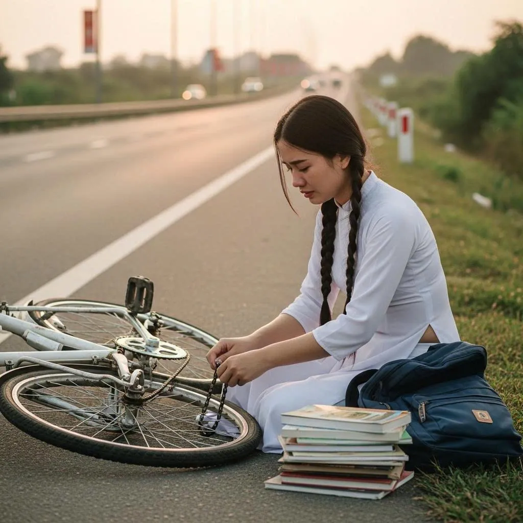 Nữ sinh đi thi tốt nghiệp bất ngờ bị h/ỏng xe giữa đường, đúng lúc không biết phải làm sao thì điều kì diệu xảy ra ..