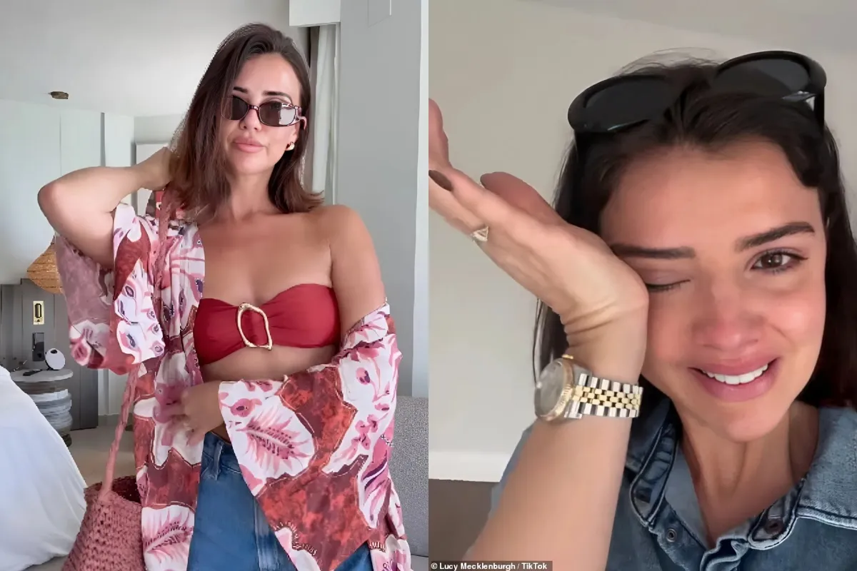 Lucy Mecklenburgh shows off her slender physique in a burgundy bikini as former TOWIE star gets dressed for the heatwave liennhi