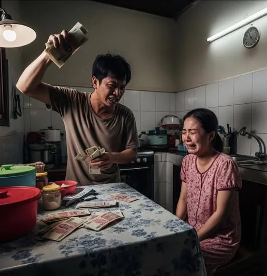 Hùng luôn miệng cằn nhằn: “Cô tiêu hoang thế này, tiền tôi làm ra đổ hết vào cái bụng không đáy của mẹ con cô à?”