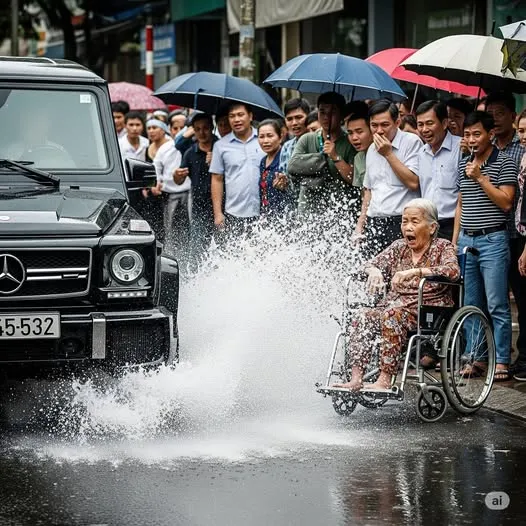 Trời mưa, bà cụ ngồi xe lăn bị chiếc G63 tạt nước, 2 phút sau bi kịch xảy ra với tài xế