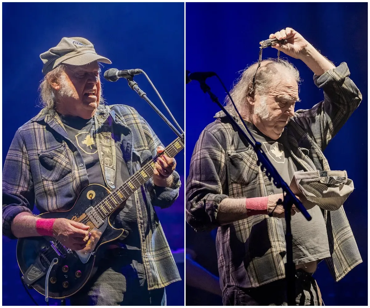‘You’d think he would know the words by now’ – Neil Young, 79, spotted using lyric cheat sheets during underwhelming Glastonbury headline set as sparse crowd watches on and BBC scrambles to reverse live broadcast ban - suong