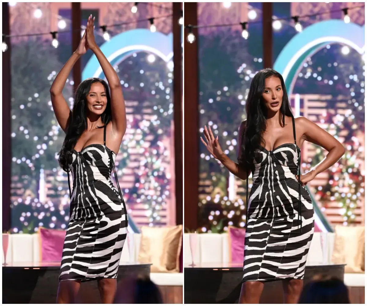 ‘Everything has a runway reference’ – Maya Jama stuns in lace-up zebra print dress on Love Island Aftersun as she showcases her figure in jaw-dropping vintage designer look fans are calling ‘unreal’ - suong