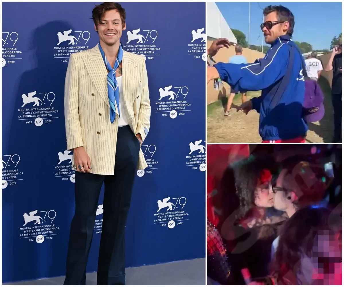 ‘He only had eyes for her’ – Watch the moment Harry Styles passionately kisses mystery woman in Glastonbury’s VIP zone as sparks fly during wild 1.45am party with celeb pals - suong