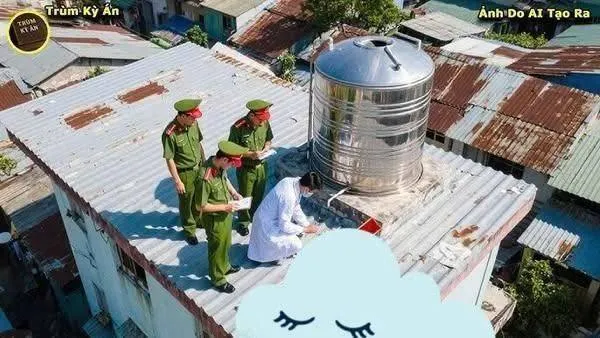 lên bồn nước bằng cách  không dám tin