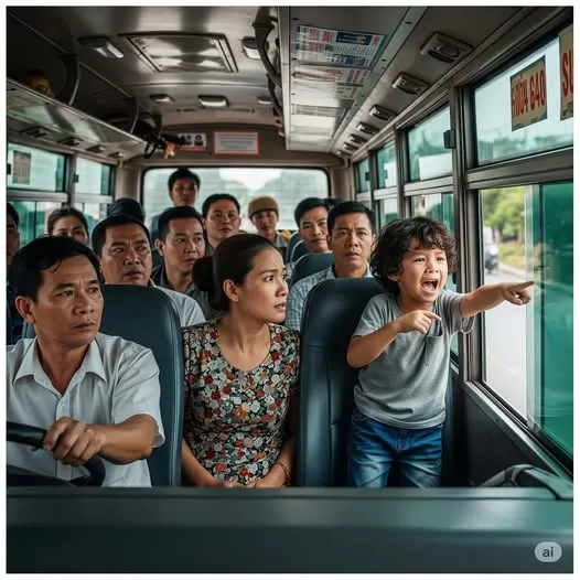 Vừa mới lên xe khách cậu bé ngồi gần cửa đòi cho con xuống có người bảo phải xuống ngay tài xế vẫn mặc kệ phóng đi và rồi sau đó