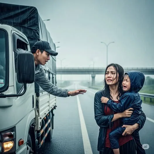 Thương 2 mẹ con ướt mưa trên đường cao tốc, anh tài xế cho đi nhờ, 20 phút sau xảy ra điều kinh hoàng