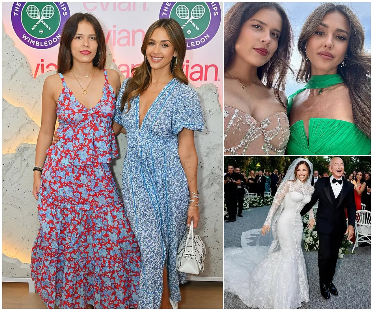 Jessica Alba, 44, and lookalike teen Honor, 17, turn heads in matching floral outfits at Wimbledon as they continue glamorous European girls’ trip after Jeff Bezos’ star-studded Venice wedding - suong
