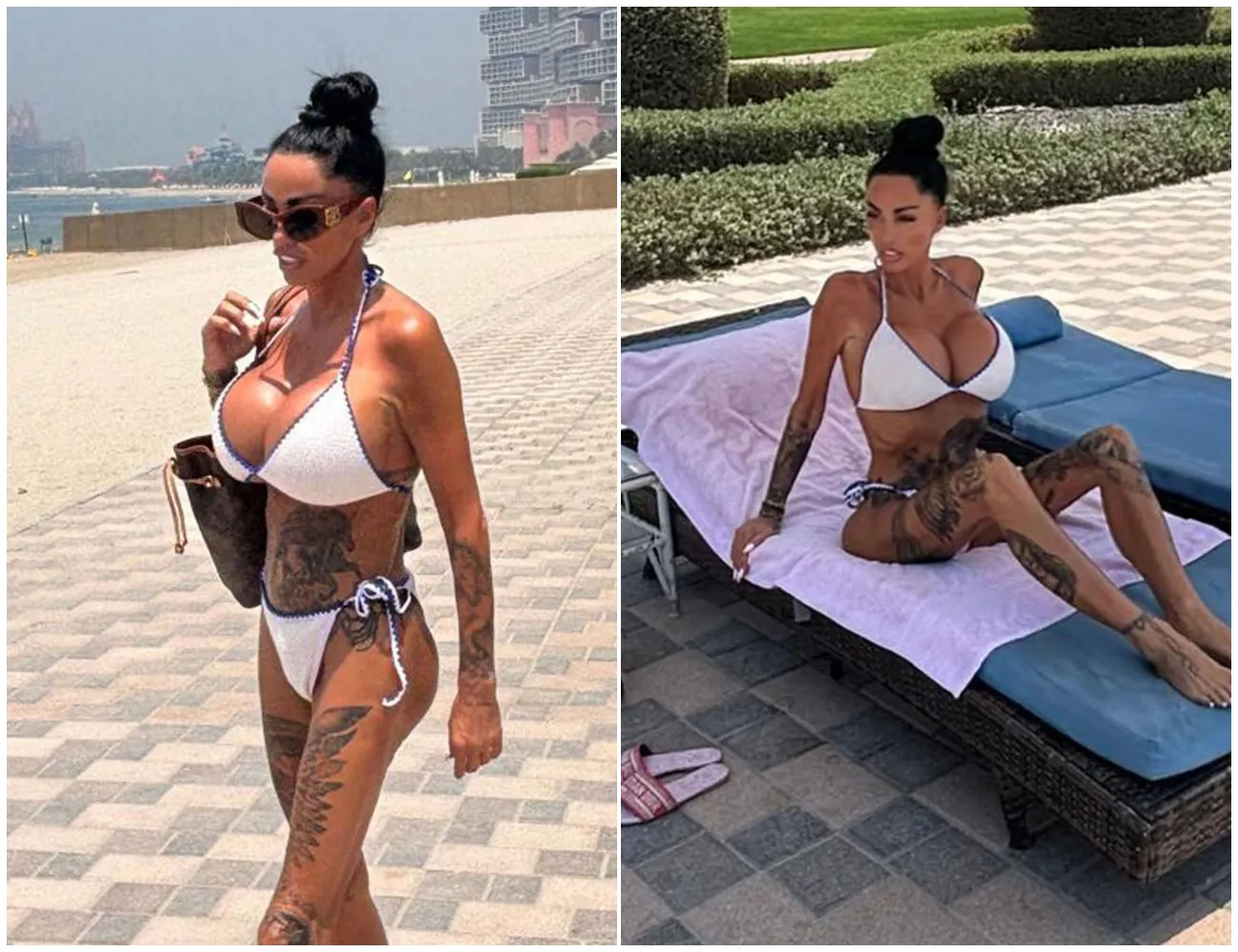 ‘I’d never do surgery in the UK again’ – Katie Price flaunts botched bum lift and oversized curves in barely-there white bikini on scorching Dubai beach as she opens up about excruciating op gone wrong in Turkey - suong