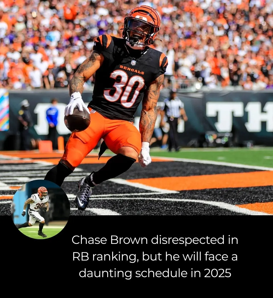 Chase Brown disrespected in RB ranking, but he will face a daunting schedule in 2025