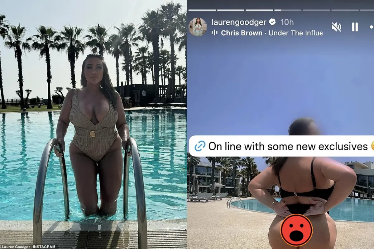Lauren Goodger shows off her surgically-enhanced curves in a tiny black bikini after revealing plans to have her BBL removed because plastic surgery 'ruined her looks' ngocc