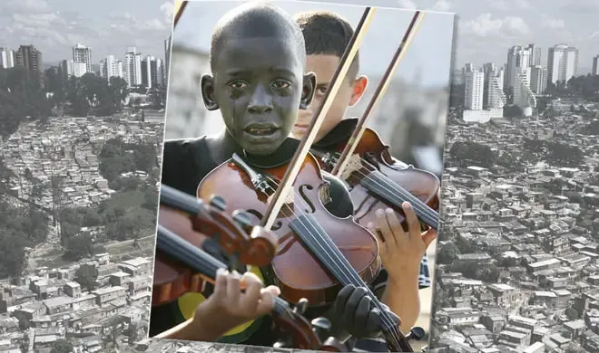 The powerful story behind the viral photograph of a 12-year-old Brazilian violinist
