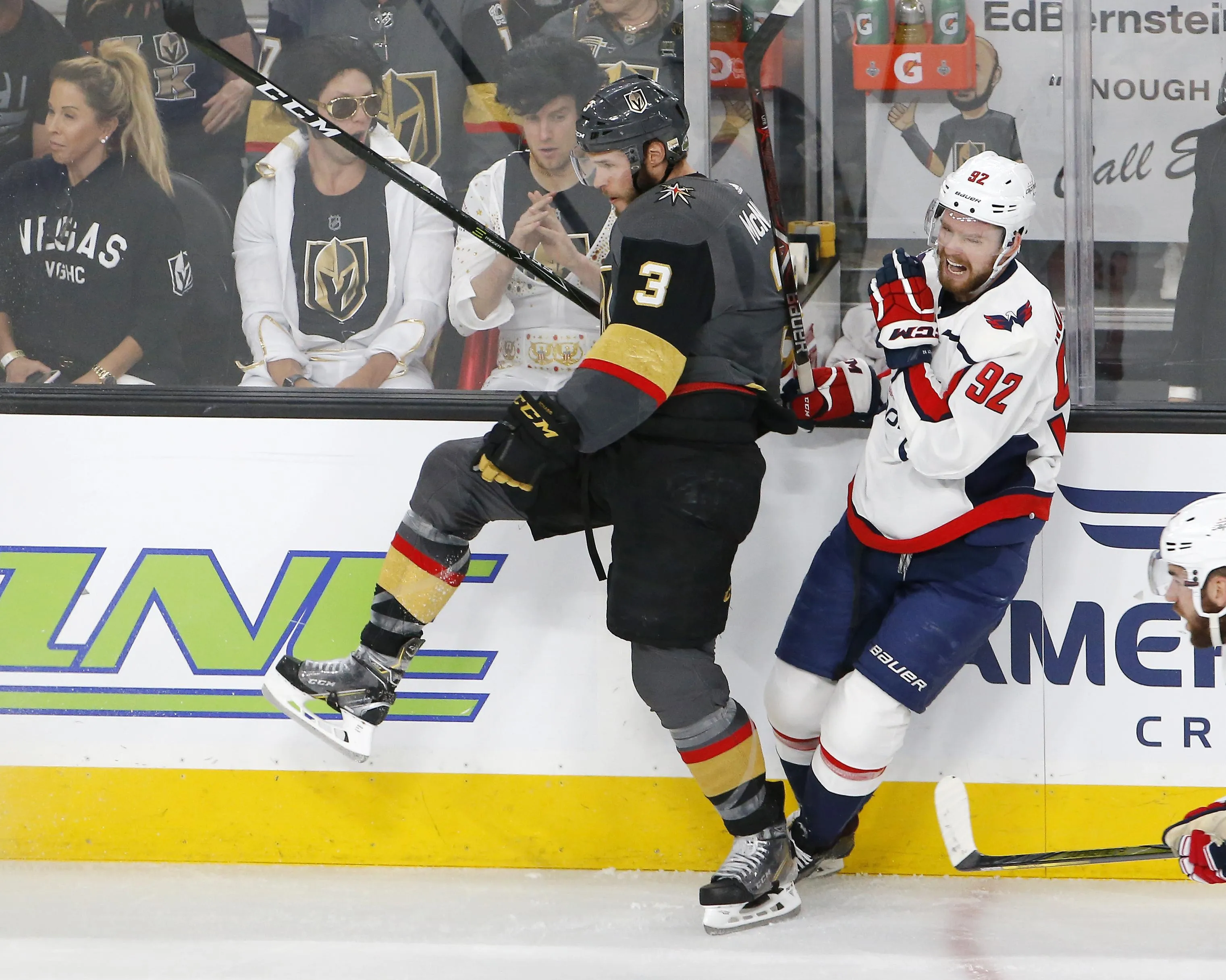 Ex-Capitals Evgeny Kuznetsov suits up as goaltender during offseason workouts while wearing Vegas Golden Knights jersey