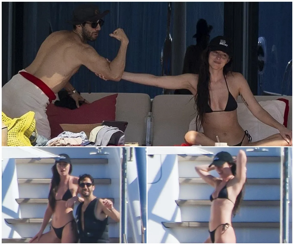 Dakota Johnson caught getting close to mystery man on Ibiza yacht just weeks after Chris Martin split, as she leans in, smiles, and sparks rebound rumors during star-studded getaway with Kate Hudson and Tom Brady - suong