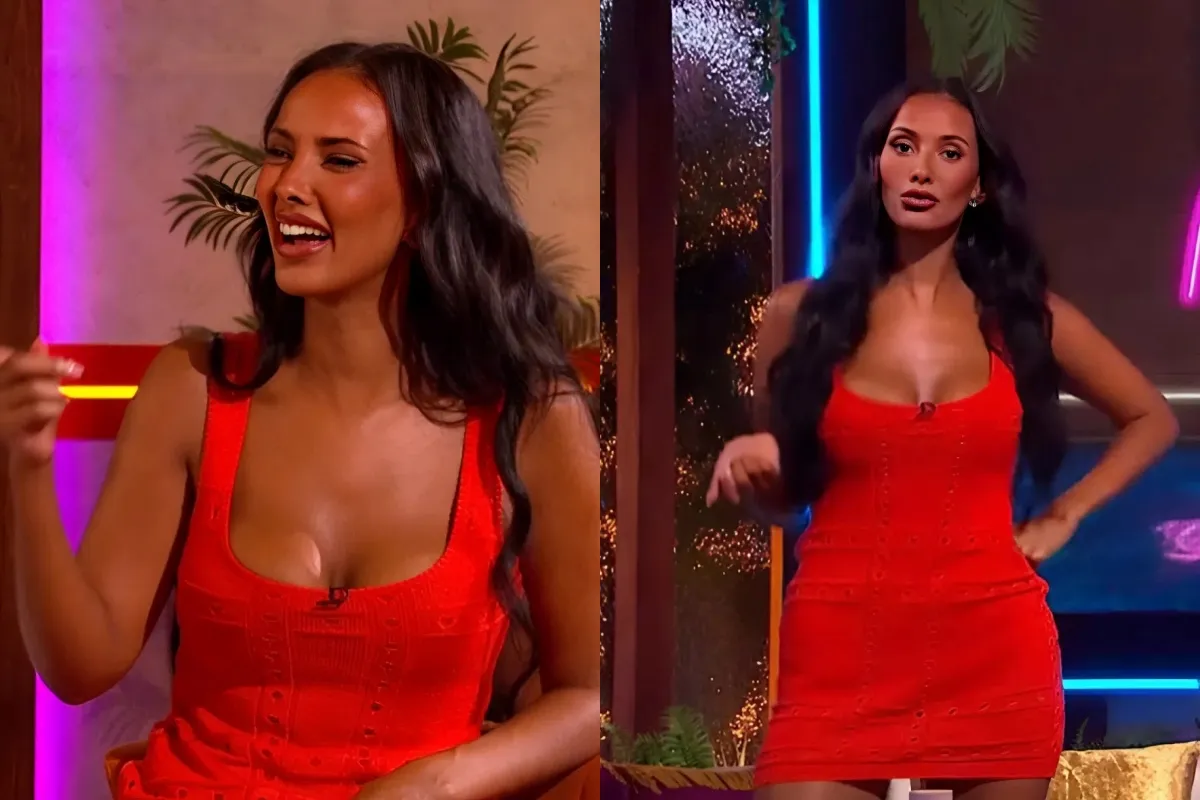 Maya Jama looks sensational in busty red mini-dress as she returns for Love Island Aftersun ngocc