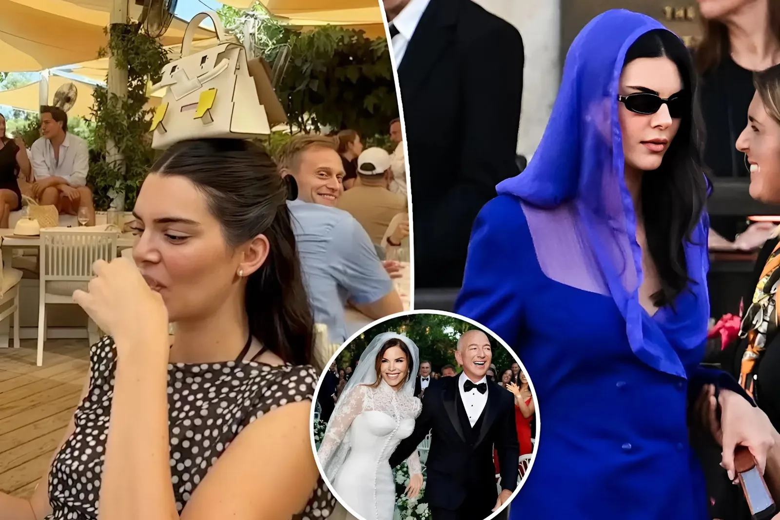 Kendall Jenner takes a shot while balancing $75K handbag on her head after attending ‘tone-deaf’ Bezos wedding