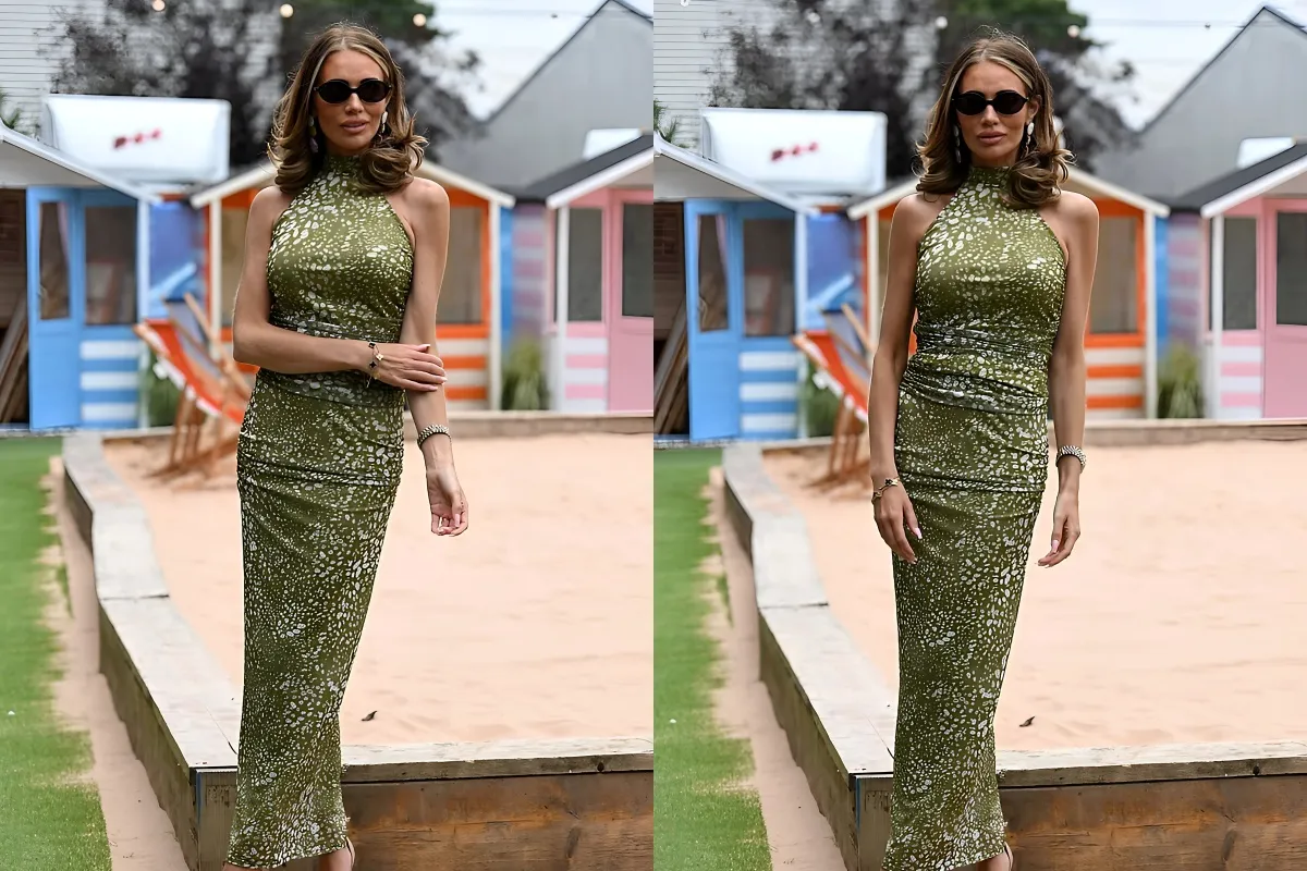 Amy Childs looks glamorous in a green bodycon dress as she films TOWIE scenes with her castmates - after she addressed extreme weight loss liennhi