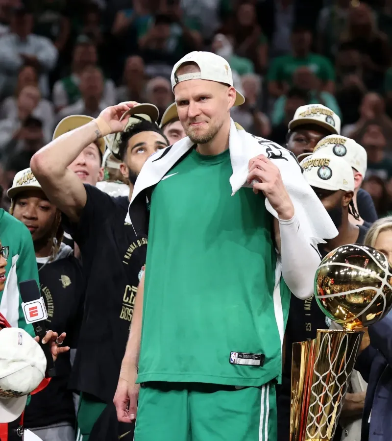 Celtics news: Kristaps Porzingis reacts to Boston's touching farewell message