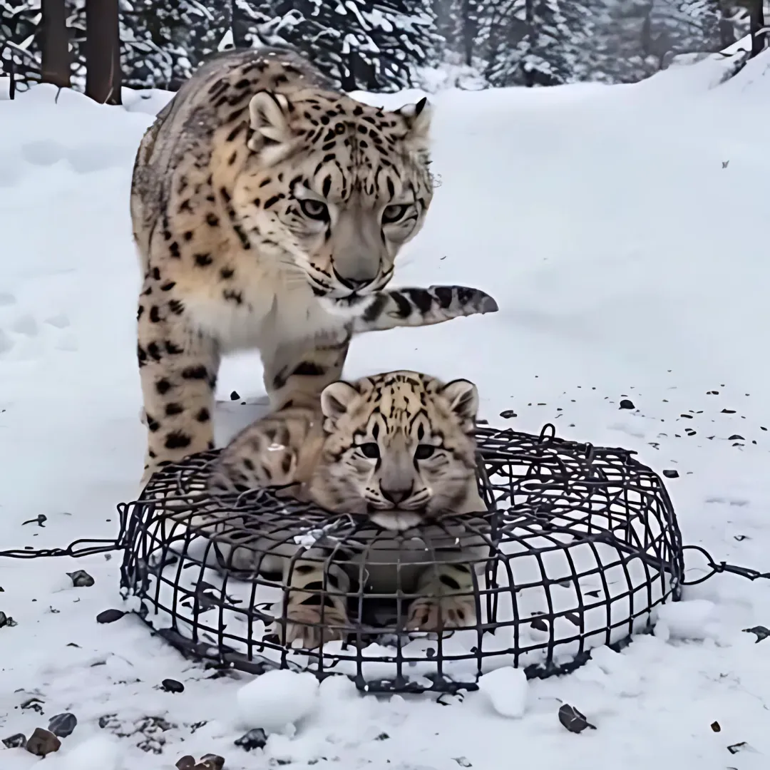 Mother Snow Leopard Seeks Help and Finds It in an Unexpected Friend