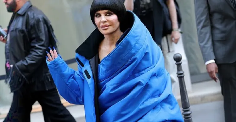 Lisa Rinna, 61, debuts a dramatic new bob hairdo as she steps out in bold outfit for the Balenciaga catwalk show during Paris Fashion Week