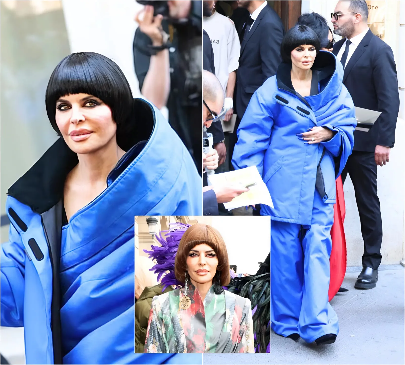 Lisa Rinna, 61, debuts a dramatic new bob hairdo as she steps out in bold outfit for the Balenciaga catwalk show during Paris Fashion Week