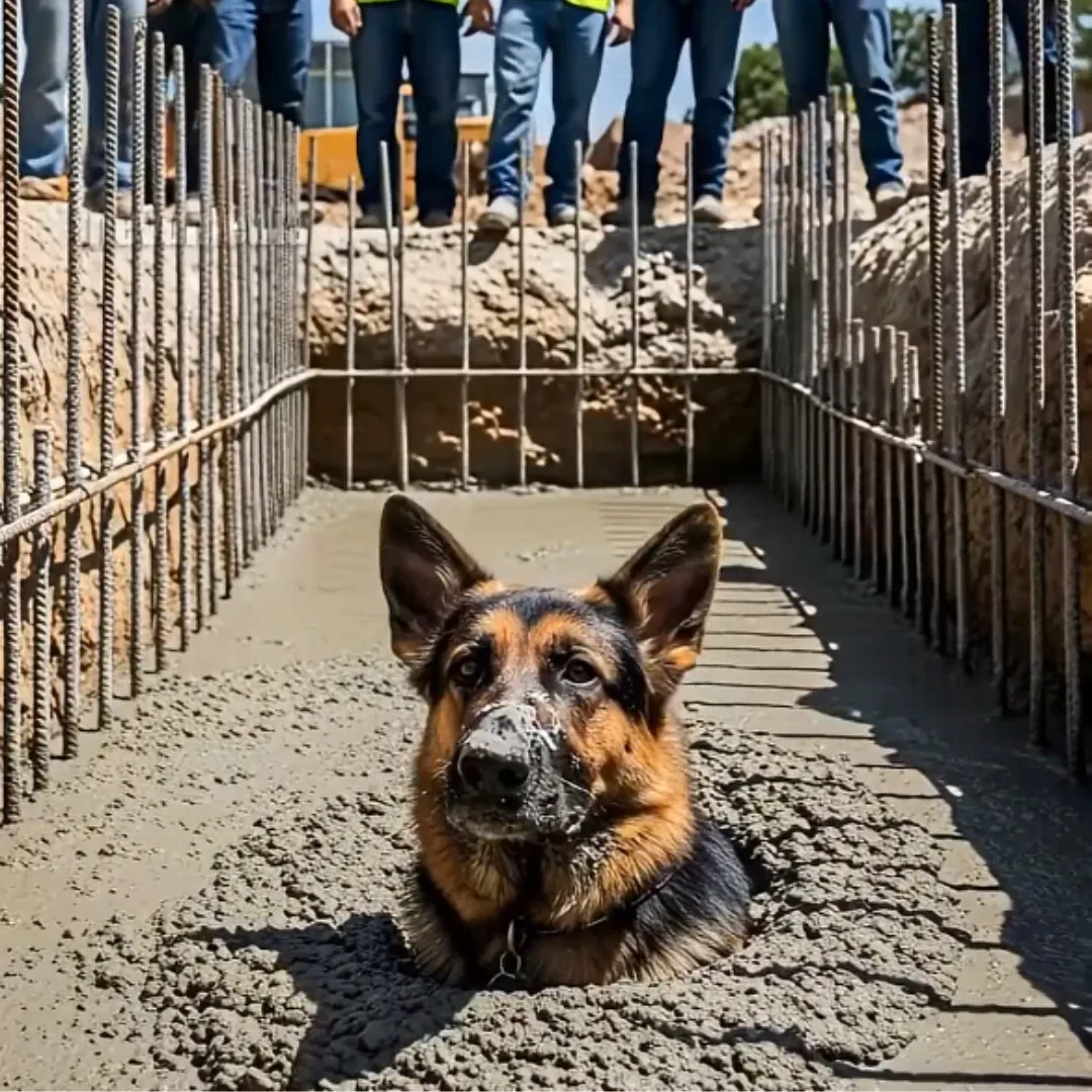 Dog Trapped in Concrete Construction Site Rescued in a Heart-Stopping Operation