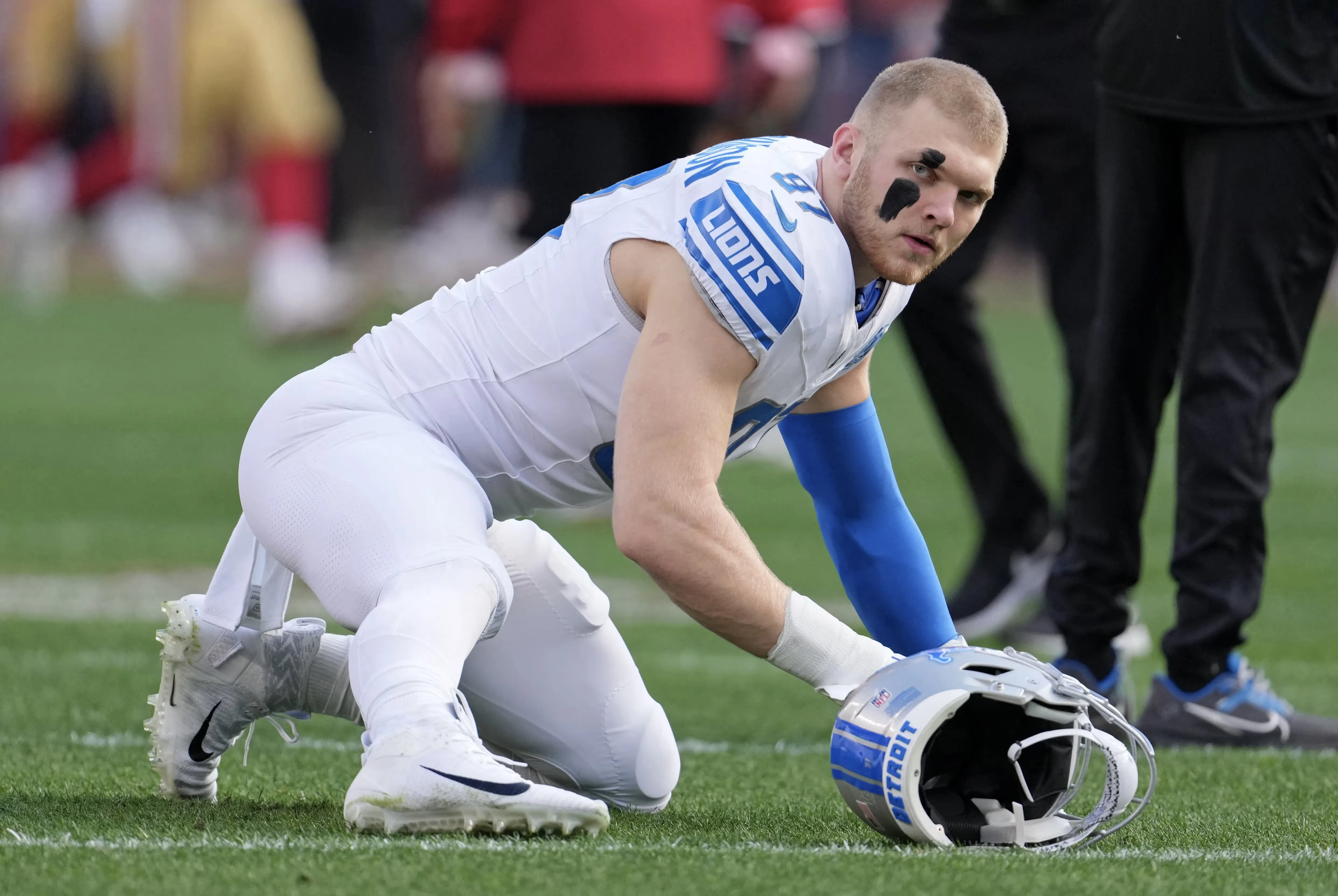 Lions’ Aidan Hutchinson shrugs off injury with encouraging offseason update