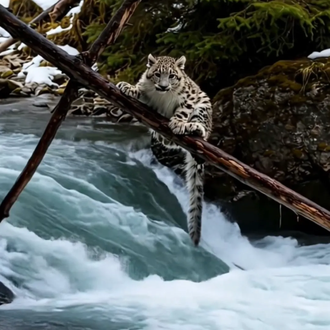 Brave Snow Leopard Cub Performs a Miracle Rescue to Save His Trapped Mother