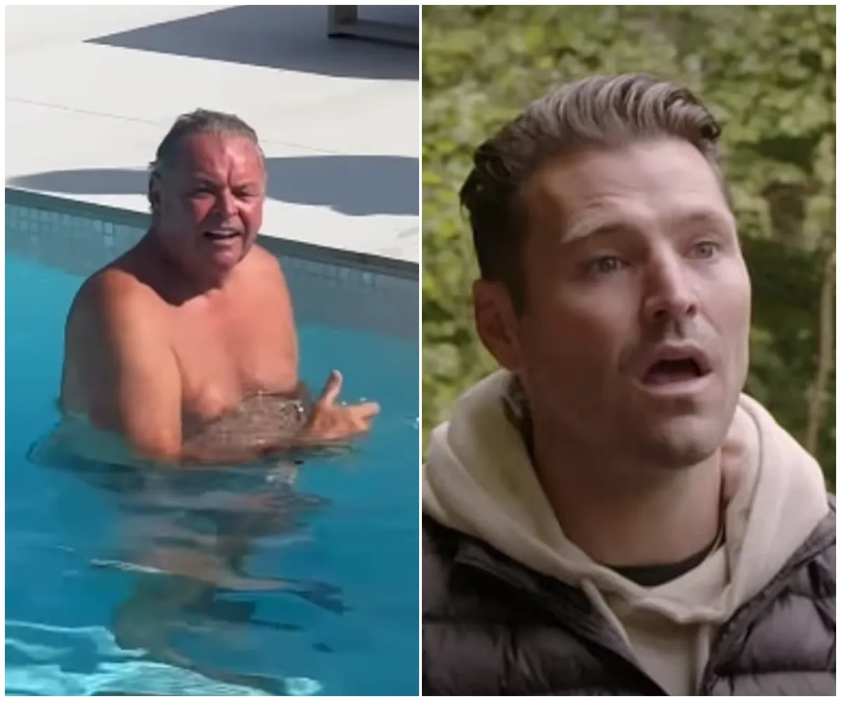 Mark Wright’s furious father, 68, lashes out after being shoved into the pool with his phone in his pocket and nearly landing on his three-year-old grandson — as fans slam the prank as ‘dangerous, unfunny and deeply uncomfortable’- suong