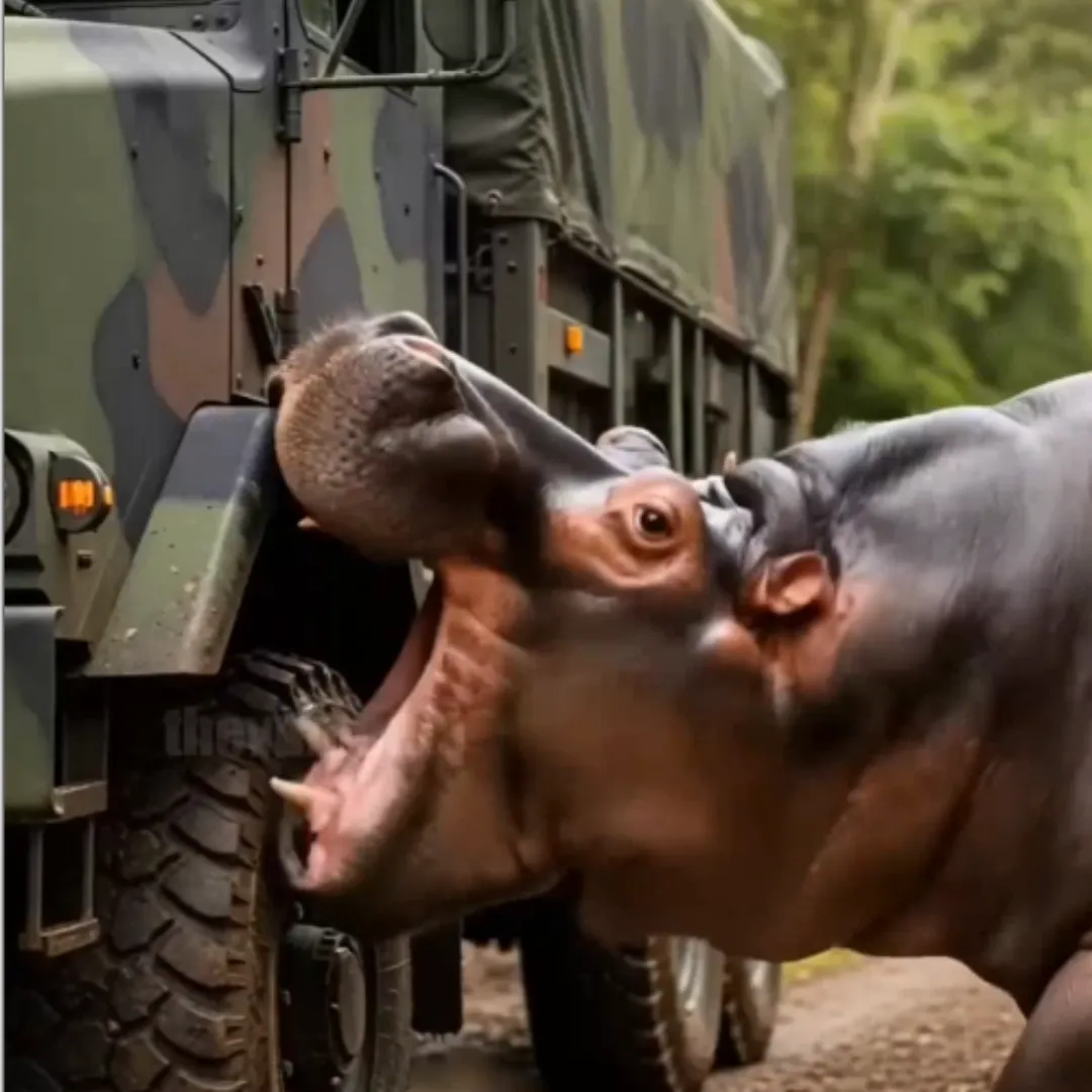 A Giant Hippo Stopped Traffic but What Drivers Saw Next Left Them Speechless