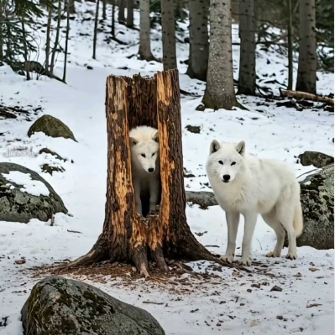 When a Snow-White Wolf Chose to Trust a Human to Save Her Baby