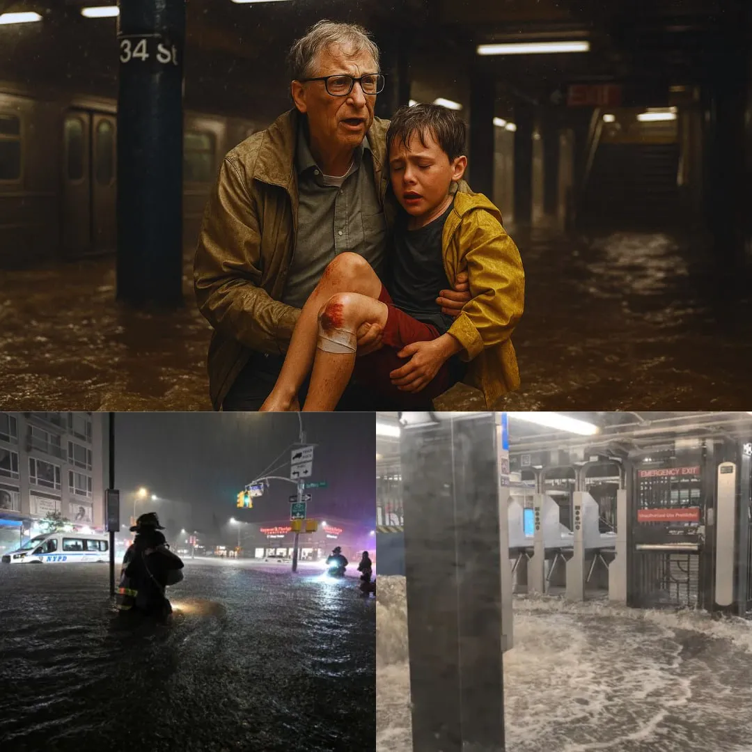 Bill Gates Wades Through Flooded New York Subway to Rescue Injured Child