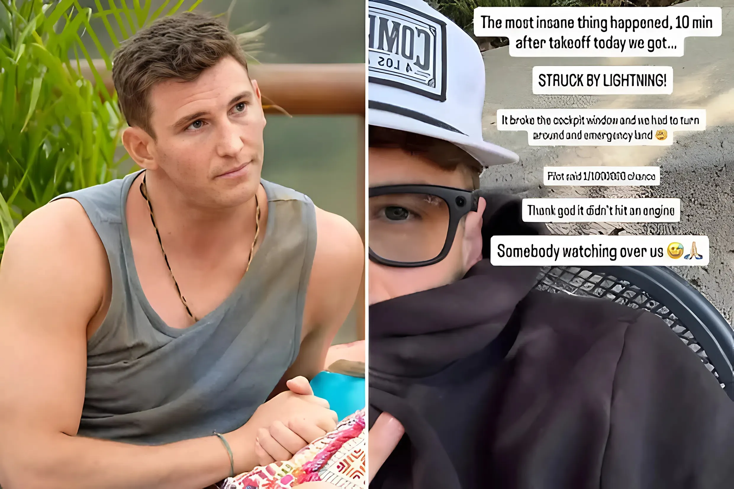 Bachelorette alum reveals he narrowly survived after plane was struck by lightning mid-flight forcing emergency landing