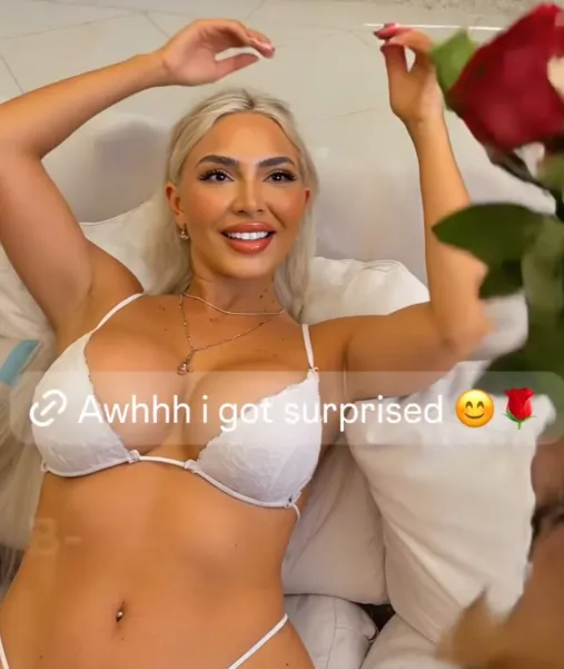 Teen Mom Farrah Abraham shows off her curves in a lace thong and bra as she gets roses from a mystery man...