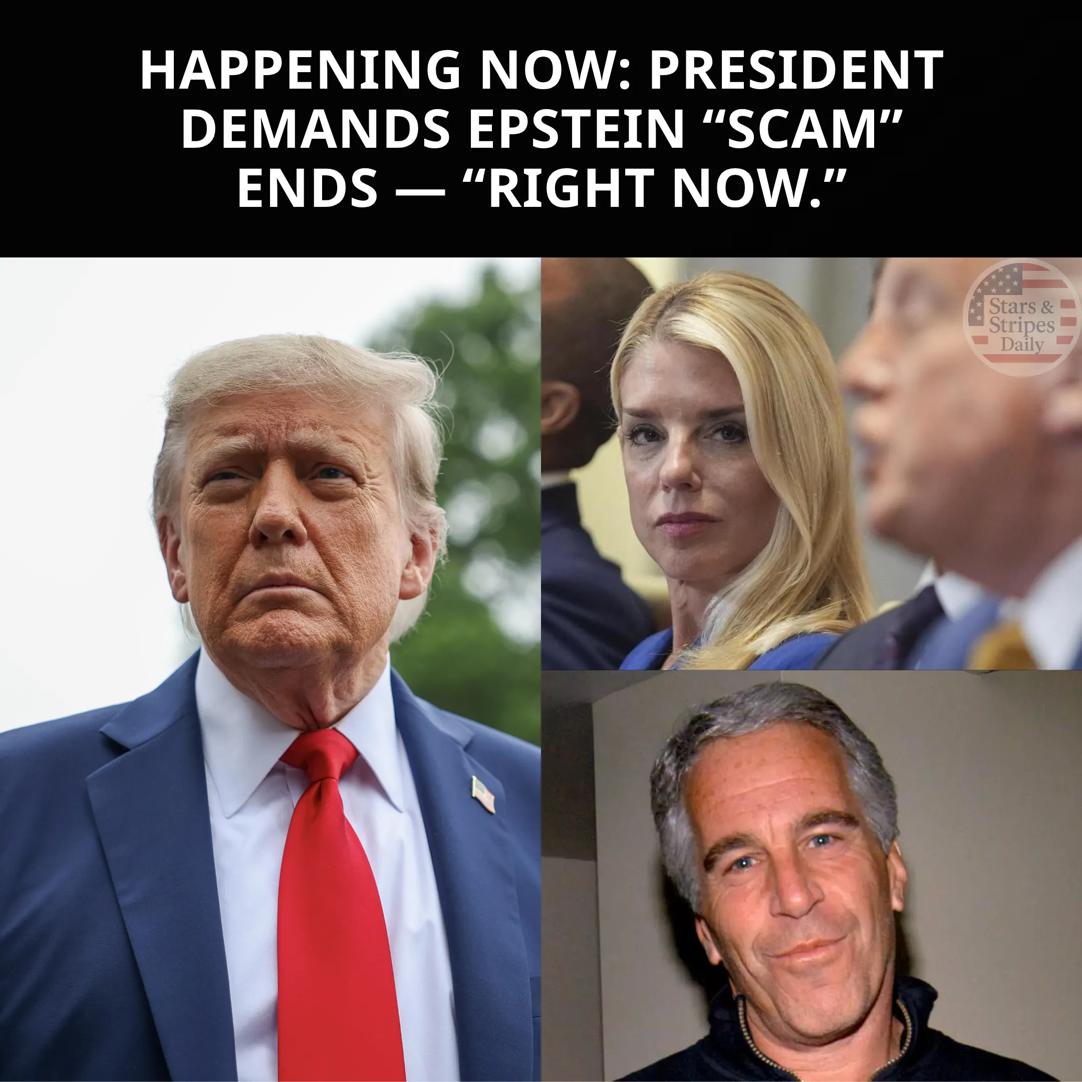 Trump Orders AG Bondi to Unseal Epstein Grand Jury Records to End ‘Scam’